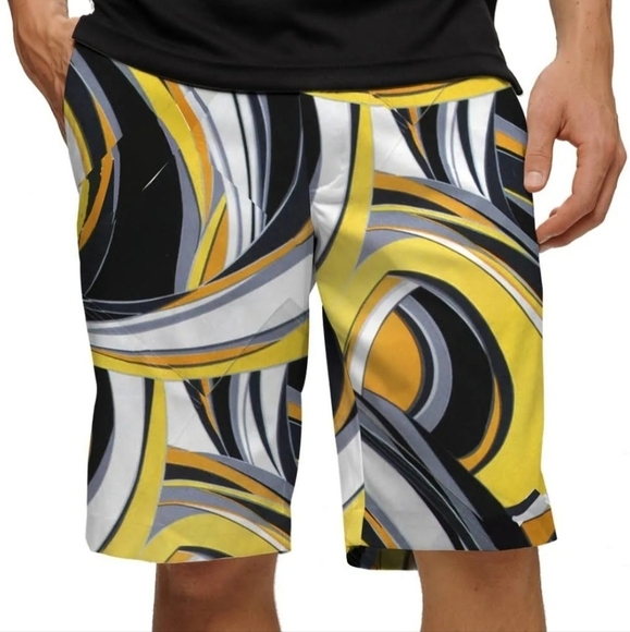 Loudmouth Swirls Gone Wild geo printed golf Bermuda shorts - Picture 1 of 9